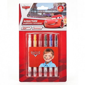 Аквагрим – карандаши "Multiart" выдвижные «Тачки Дисней», 6 цветов (Играем Вместе, AG6KV02-DCsim)