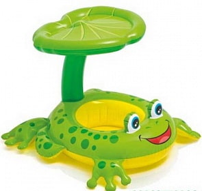 Плот надувной для детей Лягушка, с навесом, от 1-2 лет, 119 х 79 см. (Intex, int56584NP)