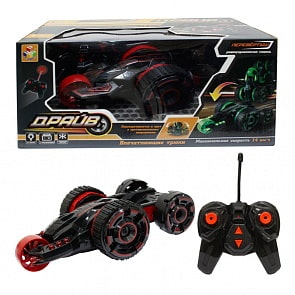 Трюковая машина-перевертыш Драйв на радиоуправлении, 27MHz, со светом, с АКБ, красный (1Тoy, Т10952)