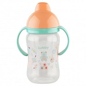 Поильник с ручками и мягким носиком - Just Lubby, 270 мл, оранжево-зеленый (Lubby, 13970/144/12_оранжево-зеленый)
