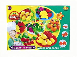 Масса для лепки - Фрукты и ягоды, с 6 баночками разных цветов и тематическими аксессуарами (Abtoys, 043462)
