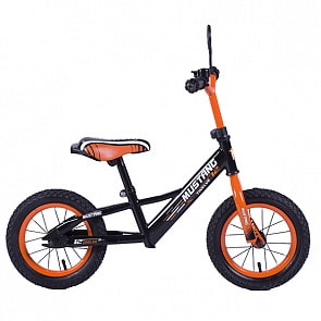 Беговел Mustang с надувными колесами 12", рама JK-тип, звонок, зеркало, цвет -черно/оранжевый (ST12022-JKsim)
