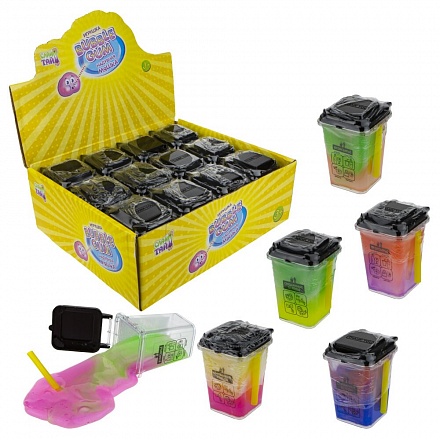 Набор Слайм Тайм - Надувная мяшка Bubble Gum, мусорный бак, трехцветная  