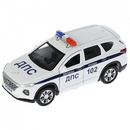 Модель Полиция Hyundai Santa Fe свет-звук 12 см двери и багажник открываются инерционная металлическая 
