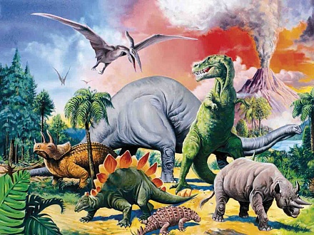 Пазл - Среди динозавров XXL, 100 деталей 