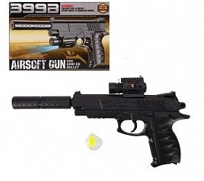 Пистолет с лазерным прицелом, глушителем, со светом (1B01261)