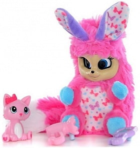 Мягкая игрушка из серии Bush baby world – пушастик Иви, 17 см, шевелит ушками, вращает глазками, с питомцами и аксессуарами (Bush baby, Т16323)