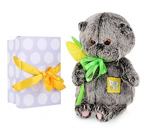 Мягкая игрушка Басик Baby с желтым тюльпаном, 20 см (BudiBasa, BB-054)