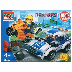 Конструктор - Полицейская погоня, с фигурками, 87 деталей (Город мастеров, 3057-UU)