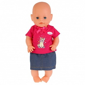 Одежда для кукол размером 40-42 см. – Юбка и футболка Единорог, в пакете (Карапуз, OTF-1913S-RU)