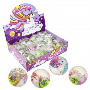 Мячик-прыгун с жидкостью – Единорог, 6,5 см, со светом (1Тоу, Т17412) (ассортимент)