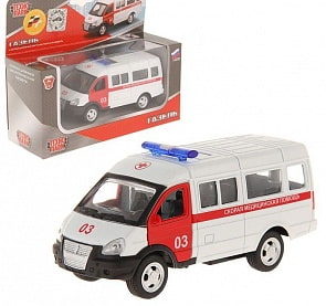 Машина металлическая инерционная - Газель - Скорая помощь (Технопарк, X600-H09032-Rsim)