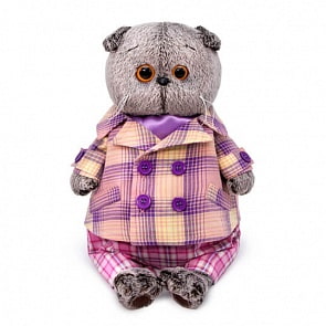 Мягкая игрушка - Кот Басик в пиджаке в сиреневую клетку, 19 см (Budi Basa, Ks19-151)