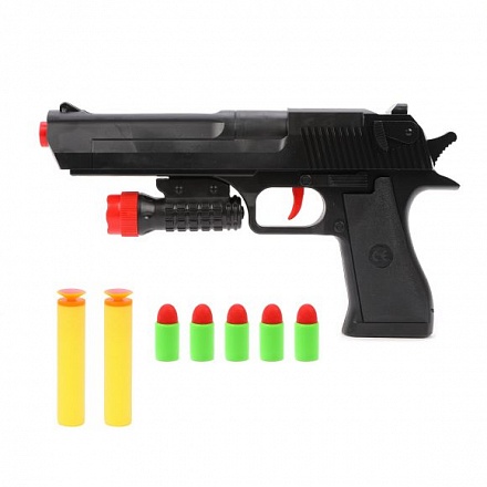 Игрушечный пистолет из серии КиберПушка, 5 пластиковых пуль, 2 пули с присосками 