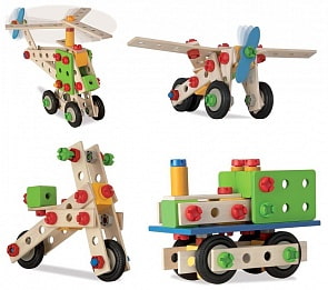 Конструктор - Вертолет, 4 варианта сборки, 120 деталей в пластиковом ведре (Heros, 39030)