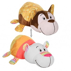 Плюшевая игрушка Вывернушка Ням-Ням 2 в 1 – Хаски с ароматом медовой глазури-Полярный мишка с ароматом фруктового мороженого, 35 см (1toy, Т13911)