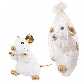 Мягкая игрушка - Крыса белая с золотыми лапками, 19 см (ABtoys, M2091)