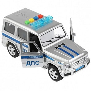 Машина Полиция Mercedes-Benz G-class 22 см свет-звук открываются двери и багажник инерционная пластиковая (Технопарк, GCLASS-21PLPOL-SR)