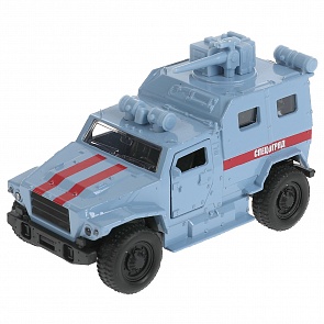 Машина ВПК-3927 Волк спецотряд 12 см с пушкой двери и багажник открываются инерционная металлическая (Технопарк, SB-17-60-B-GB-WB 20-1)