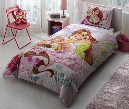 Комплект детского постельного белья, Disney, 1,5 спальное - Winx Harmonix Flora 