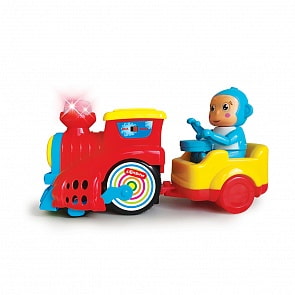 Игрушка - Веселый паровозик со звуком и светом, красный (Азбукварик, 28428-6)