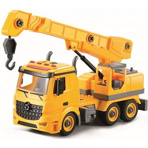 Грузовик-конструктор с подъемным краном, фрикционный, свет, звук, 1:12 (Funky toys, FT61110)