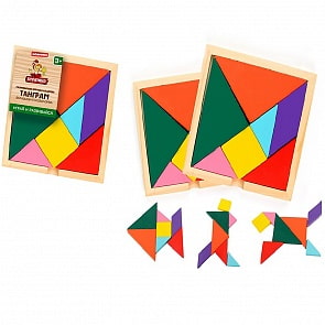 Деревянные вкладыши - Танграм, 12 см (Буратино, W0109) (ассортимент)