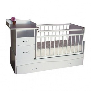 Кроватка-трансформер ОСТРОВОК УЮТА  Чунга-Чанга, маятник поперечный (белый)