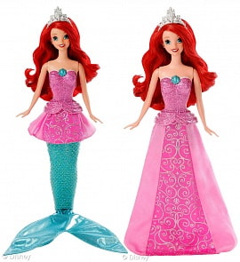 Кукла DISNEY Ариэль, в комплекте хвостик + платье (Mattel, Y9955)