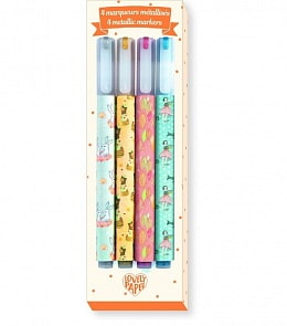 Набор фломастеров с металлическим блеском, 4 цвета (Djeco, DD03745k)