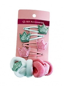 Набор – Принцесса, 6 резинок и 4 заколки (Shantou Gepai, YLB-S006)