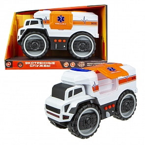 Фрикционный грузовик чрезвычайных ситуаций - Экстренные службы, 20 см, свет и звук (1toy, Т16946)