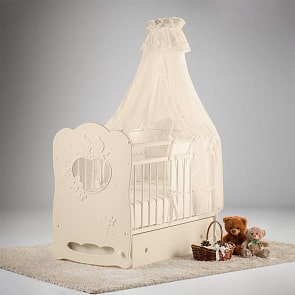 Кроватка детская - Птенчики, маятник поперечный с ящиком, слоновая кость (Островок Уюта, 00-0010322 слон кость)