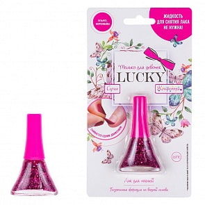 Лак Lucky серия Конфетти, цвет 03К, фуксия с блестками, блистер (1toy, Т14130)