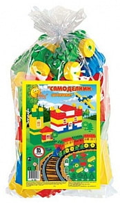 Конструктор Самоделкин строитель, с поездом, 95 деталей (ПОЛЕСЬЕ, П-0583)