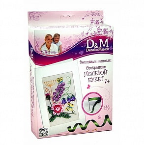 Набор вышиваем лентами - открытка «Полевой Букет» (Docha&Mama, 47659)