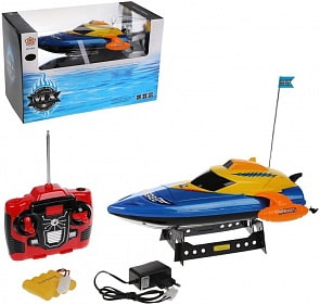 Катер на радиоуправлении, 4 канала, аккумулятор, USB зарядка (Наша игрушка, MX-0009-12)