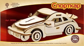 Сборная деревянная mini модель - Транспорт - Спорткар (Wooden Toys, 80104)