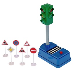 Набор дорожных знаков со светофором, 21 см, свет и звук (Технопарк, SB-18-30-OB) - миниатюра