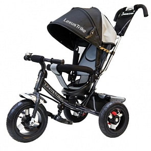 Велосипед 3-колесный с колесами 12 и 10 дюймов, регулируемая спинка, задний тормоз, цвет – серый (Lexus Trike, 950-N1210-GREYsim)