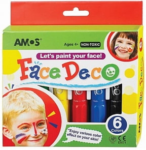 Грим-мелки 6 цветов, в картонной упаковке с европодвесом (Amos, 22810)