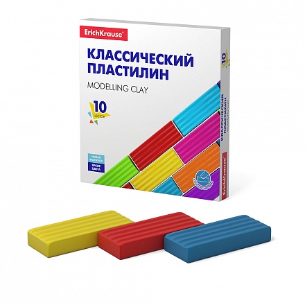 Пластилин классический ErichKrause® Basic, 10 цветов, 160 г 