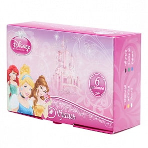 Гуашь «Дисней. Принцессы» 6 цветов в баночках (Играем вместе, 6G-DPRIsim)