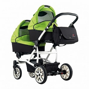 Детская коляска для двойни 2 в 1 – Bebetto 42, шасси белая/BIA UL247 (Bebetto, WB011_UL247)