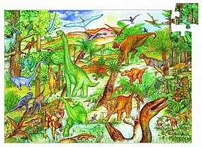 Пазл на наблюдательность и буклет - Динозавры (Djeco, 07424k)