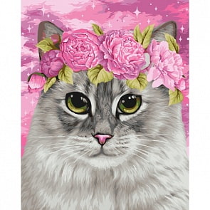 Рисование по номерам на холсте – Кот в пионах, 40 х 50 (Фабрика Творчества, H113)
