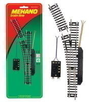 Рельсы Mehano: Стрелка левая (с дистанционным управлением), масштаб HO, 16,5 мм. (Mehano, F278)