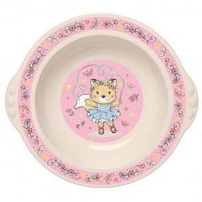 Тарелка детская глубокая с розовым декором, бежевый (Бытпласт, 431306507)