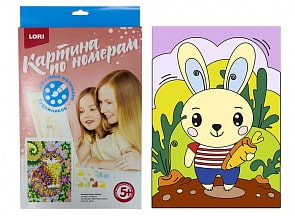 Картина по номерам для малышей Зайчик с морковкой (Lori, Ркн-007)