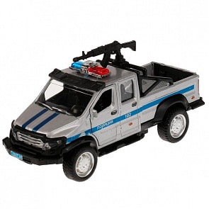 Машина Полиция ГАЗ Вепрь 12,5 см с пулеметом двери открываются инерционная металлическая (Технопарк, VEPRNEXT-12GUN-POLGY)